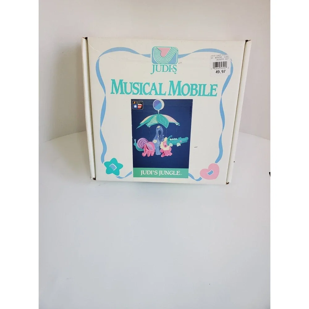 Vintage Judi s Musical Mobile Used‎ In Box. Tested. Jungle Elephant Lion Animals
